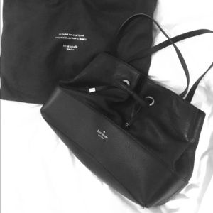 Kate Spade Black Leather Belle Bow Tote Bag